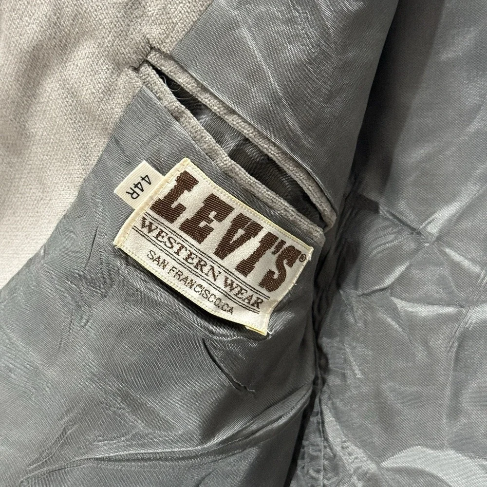 VTG Levi's‎ Western Wear Blazer Jacket 44R Gray Ranchcore Americana Sport Coat - Picture 7 of 11